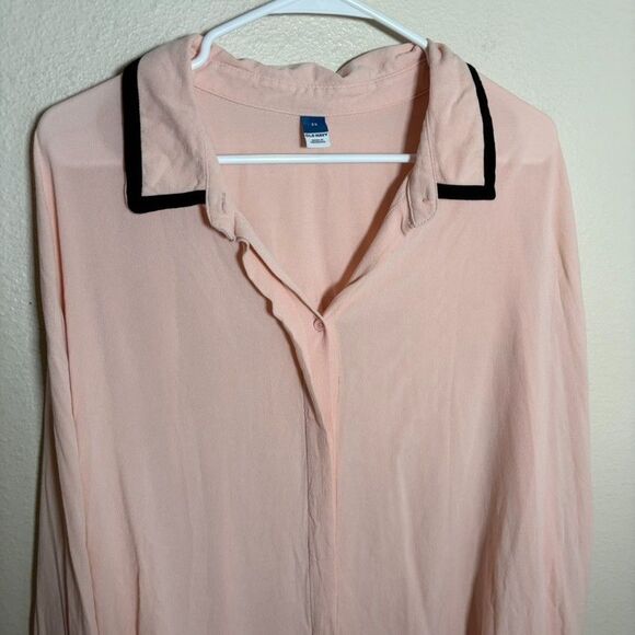 Old Navy Shirt Women's 3X Pink Button Up Collared Preppy Sheer Casual Top - Picture 3 of 8